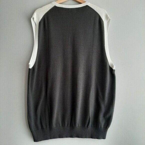 IZOD Golf Sweater Vest Colorblock Grey & White Men's Sz XL - Picture 6 of 8